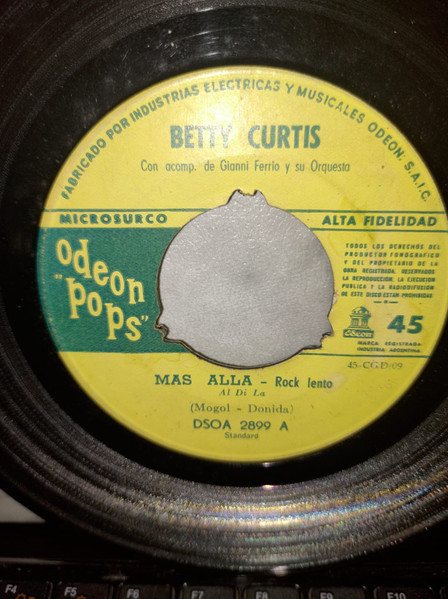 Copertina del disco Más allá (Al di là) / Cerca de ti, Betty Curtis