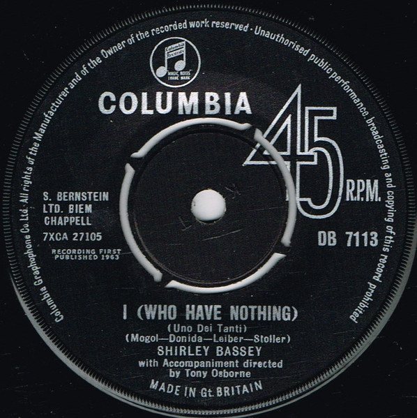 Copertina del disco I (Who Have Nothing), Shirley Bassey